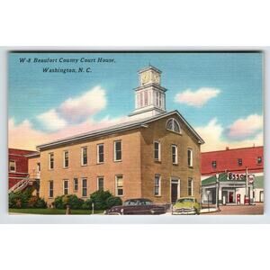 ESSO Gas Beaufort County Court House Washington North Carolina Linen Postcard